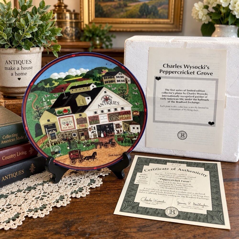 Charles Wysocki Peppercricket Farms 8” Collector Plate COA Bradford Exchange